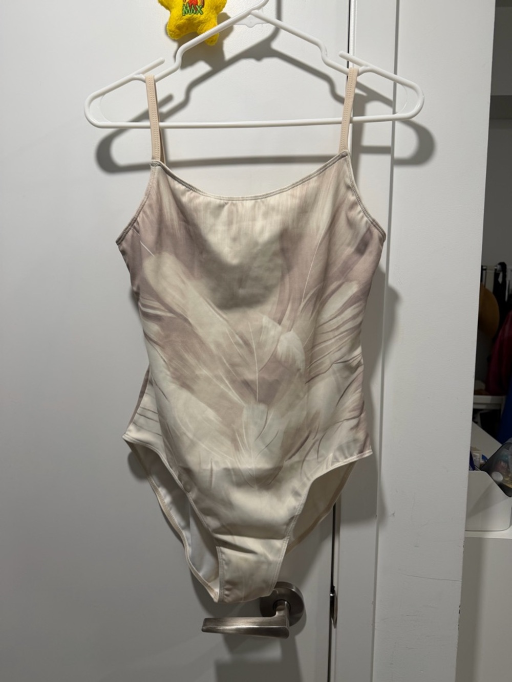 Ballet Leotard - Neutral Feather Print One-Piece Bodysuit
